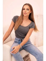 Dámska klasická bavlnená blúzka s krátkymi rukávmi modrá