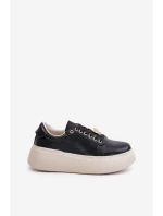 Kožené Dámské Sneakersy Na Platformě S  Černé model 21675586 - VINCEZA