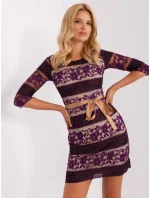 Sukienka LK SK model 18955156 ciemny fioletowy - FPrice Sukienka LK SK model 18955156 ciemny fioletowy - FPrice