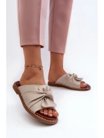 Dámske ploché papuče na podpätku Beige Nelvira