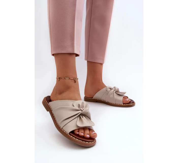 Dámske ploché papuče na podpätku Beige Nelvira