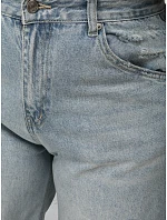 Dámske džínsy balónového strihu s odretou modrou FashionStreet UY2980