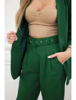 Elegantný set saka a nohavíc v zelenej farbe
