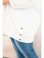 Dámska blúzka v nadmernej veľkosti z bavlny s ozdobnými gombíkmi a vyhrnutými rukávmi ecru Dámska blúzka v nadmernej veľkosti z bavlny s ozdobnými gombíkmi a vyhrnutými rukávmi ecru