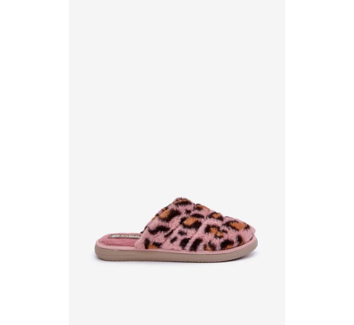 Dámské Kožené Pantofle Leopard model 21681221 Růžové - Inblu