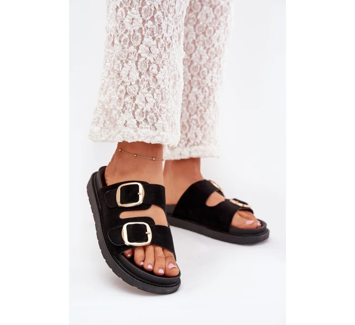 Dámské Sandały Na Platformě Se Zlatými Přezkami Černé model 21703931 - Boto Dámské Sandały Na Platformě Se Zlatými Přezkami Černé model 21703931 - Boto