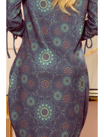 Pohodlné dámské oversize šaty se vzorem zelených model 19908555 - numoco