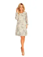 Hannah - Dámske šifónové šaty s výstrihom na chrbte as béžovo-svetlo modrým vzorom typu "Boho" 319-2 Hannah - Dámske šifónové šaty s výstrihom na chrbte as béžovo-svetlo modrým vzorom typu "Boho" 319-2