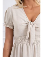 Šaty s viazaným výstrihom do V béžovej farby