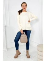 Sveter s prednými vreckami ecru Sveter s prednými vreckami ecru