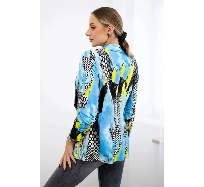 Bavlněná bunda s barevným potiskem modrý