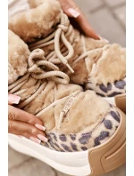 Skórzane Śniegowce Damskie Na Grubej Podeszwie Z Futerkiem Panterka Big Star OO274A208 Brązowe Skórzane Śniegowce Damskie Na Grubej Podeszwie Z Futerkiem Panterka Big Star OO274A208 Brązowe