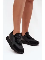 Skórzane Sneakersy Damskie Big Star OO274562 Hi-Poly System Czarne Skórzane Sneakersy Damskie Big Star OO274562 Hi-Poly System Czarne