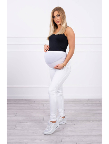 Dámske tehotenské džínsové nohavice 2671-1 Biela - Kesi