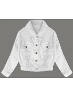 Biela džínsová bunda s elastickým pásom (W026)