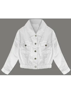 Biela džínsová bunda s elastickým pásom (W026)