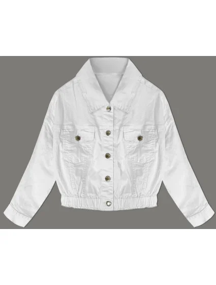 Biela džínsová bunda s elastickým pásom (W026)