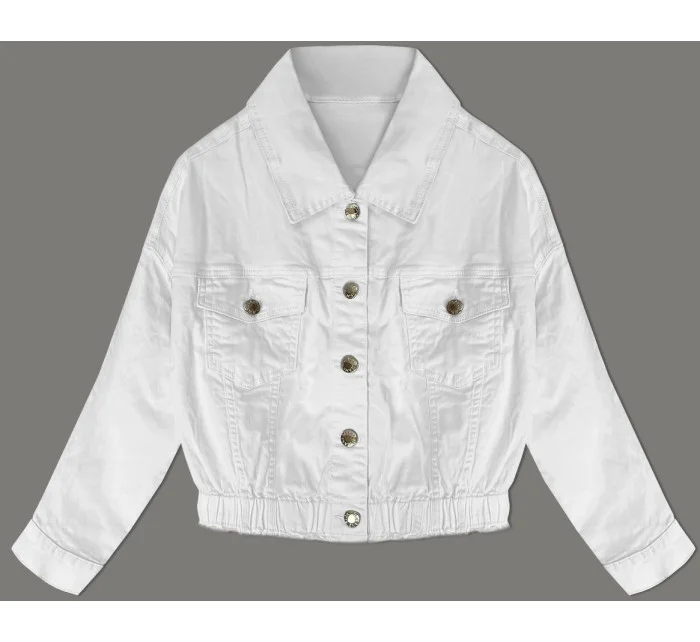Biela džínsová bunda s elastickým pásom (W026)