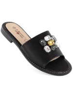 S.Barski W OLI262A žabky s kubickými zirkónmi čierne