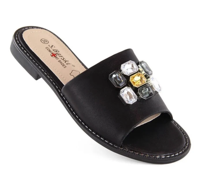 S.Barski W OLI262A žabky s kubickými zirkónmi čierne