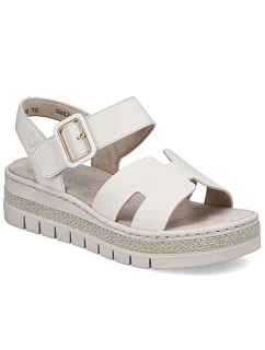 Béžové dámske sandále na platforme Rieker V4952-60