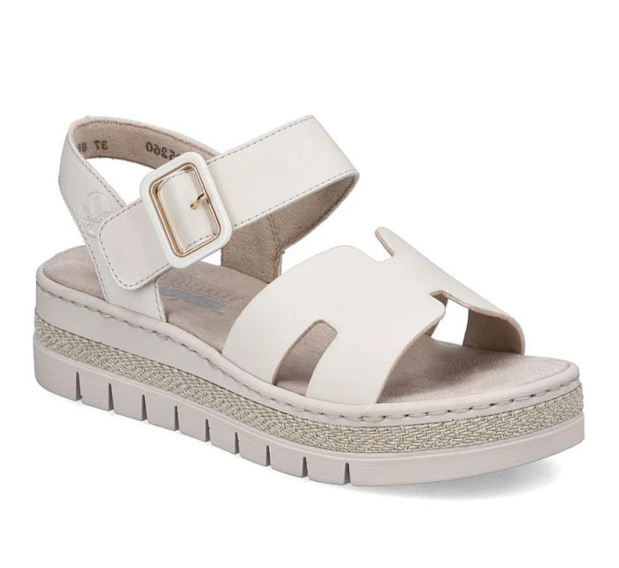 Béžové dámske sandále na platforme Rieker V4952-60