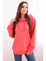 Dámská mikina s kapucí a model 21494957 z bavlny růžová - K-Fashion