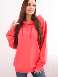 Dámská mikina s kapucí a model 21494957 z bavlny růžová - K-Fashion
