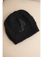 Dámska zimná čiapka s vlnou a džersejovým lemom K480 čierna Dámska zimná čiapka s vlnou a džersejovým lemom K480 čierna