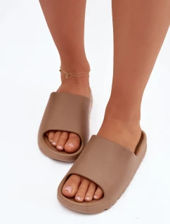 Dámské pantofle na platformě hnědé Olyria