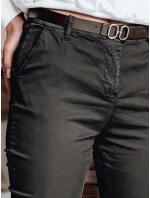 Dámské kalhoty slim fit s páskem khaki Dstreet model 21986472 - FashionStreet