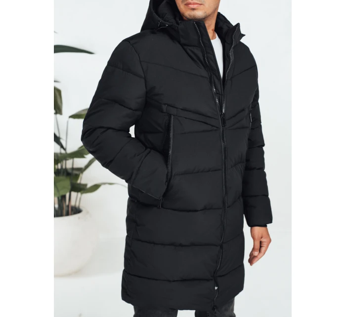 Pánska zimná bunda s kapucňou čierna prešívaná TX5070