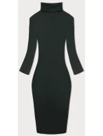 Priliehavé rebrované šaty v tmavej khaki farbe s rolákom Rue Paris (5133) Priliehavé rebrované šaty v tmavej khaki farbe s rolákom Rue Paris (5133)