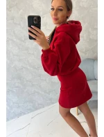 Zateplené šaty s obálkovým dnom červené
