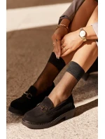 Dámské semišové Mokasíny černé model 21633341 - SERGIO LEONE Dámské semišové Mokasíny černé model 21633341 - SERGIO LEONE