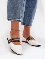 Dámské Baleríny S Paskami Bílé Deliora