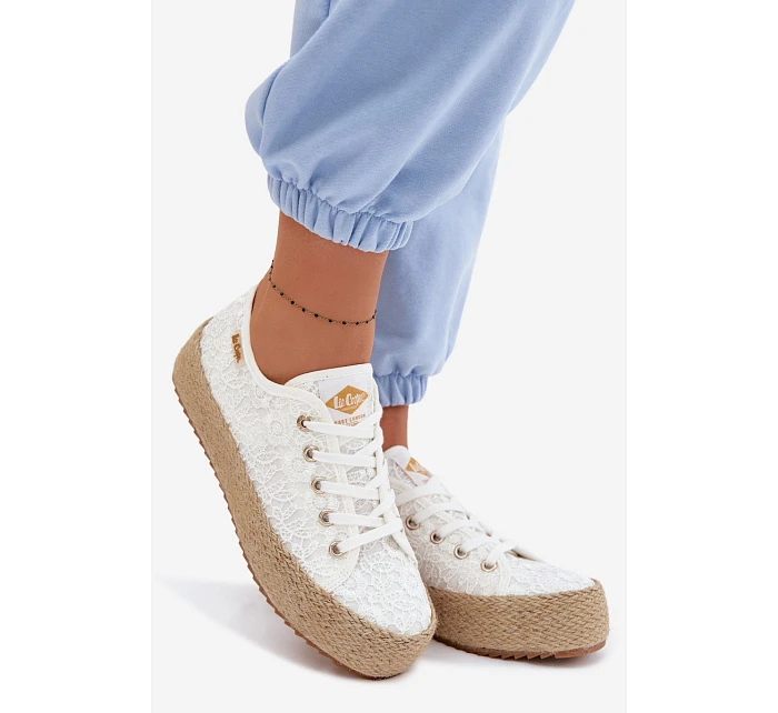 Krajkové tenisky espadrilky na platformě model 22102795 Bílé - Lee Cooper