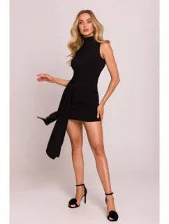 M841 Mini šaty so zaväzovaním vpredu - čierne