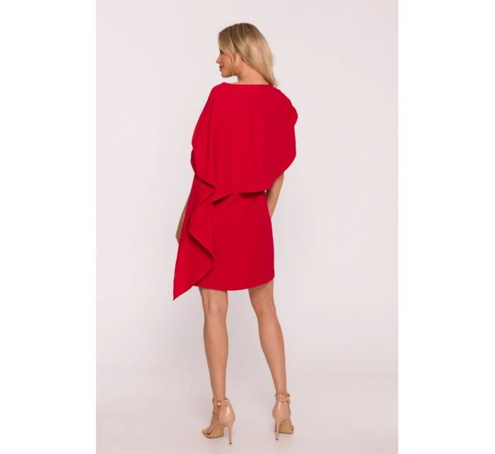 S423 Šaty s plášťom - červené S423 Šaty s plášťom - červené