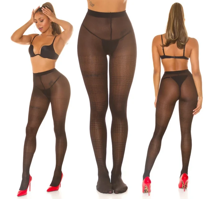 Dámské sexy punčochové kalhoty se vzorem černé - Koucla