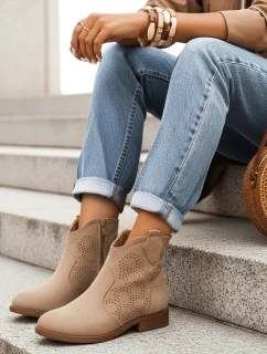 Dámske béžové šnurovacie čižmy FashionStreet ZY1344