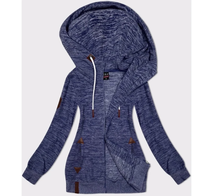 Tmavě modrá melanžová rozepínací  mikina model 19678093 - 6&8 Fashion