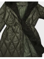 Bunda v khaki barvě s kožešinovou kapucí, model 21757965 - HONEY WINTER