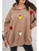 Zateplená mikina s model 19047868 motivem tmavě béžová - K-Fashion