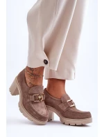 Elegantní boty se zlatým zdobením béžová model 21582805 - Boto