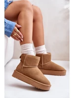 Skórzane Zamszowe Śniegowce Na Platformie Za Kostkę Camel Rianaella Skórzane Zamszowe Śniegowce Na Platformie Za Kostkę Camel Rianaella