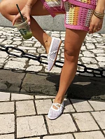 Sieťované ploché baleríny s remienkami biele Salliroe