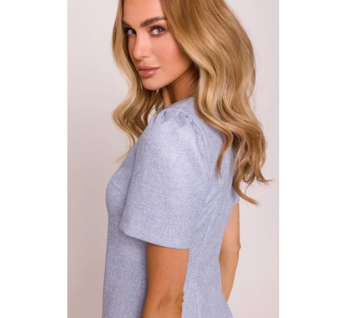 model 20970810 Mini šaty áčkového střihu světle modré - Moe model 20970810 Mini šaty áčkového střihu světle modré - Moe