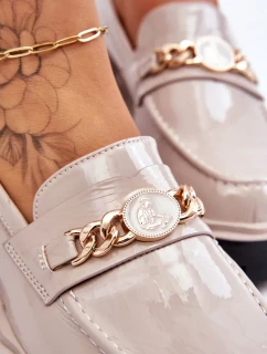 Lakované mokasíny na platformě Světle šedé Ronin