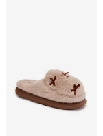 Dámske domáce papuče s kožušinou a mašľami - béžové Saviera Dámske domáce papuče s kožušinou a mašľami - béžové Saviera